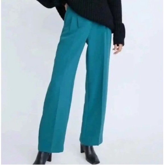 Aritzia Wilfred The Effortless Wide Leg Pant Kelly Green size 0 High Waist - Picture 6 of 6